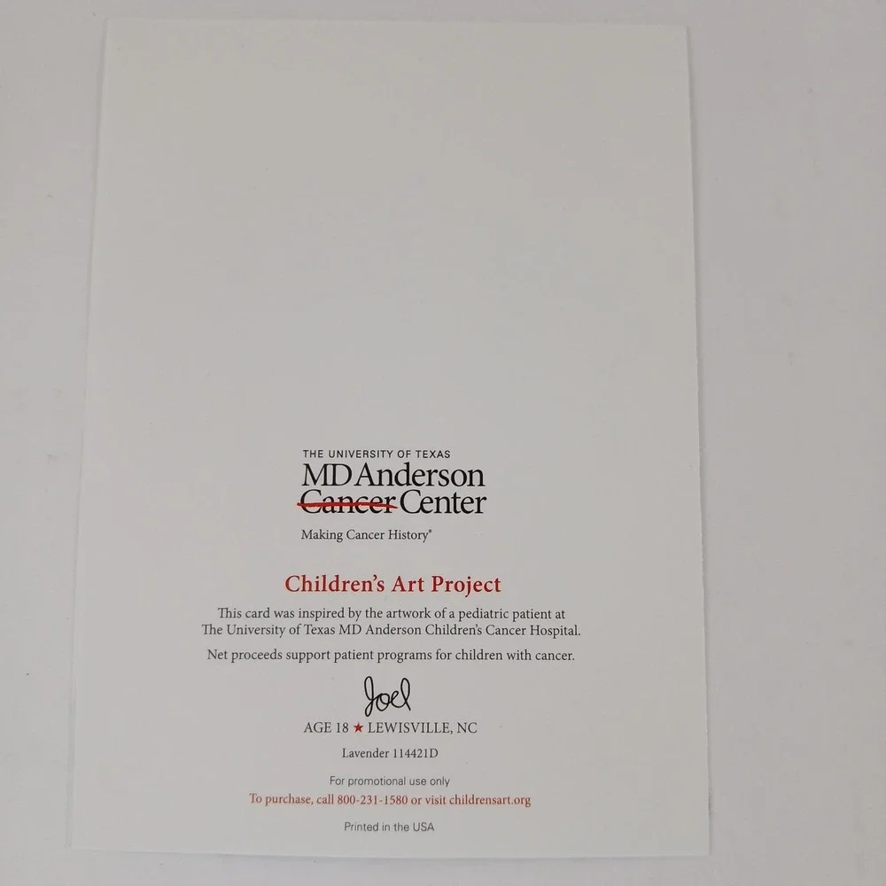 MD Anderson Children's Art Project Greeting Blank‎ Note Cards 4ct w/Envelopes